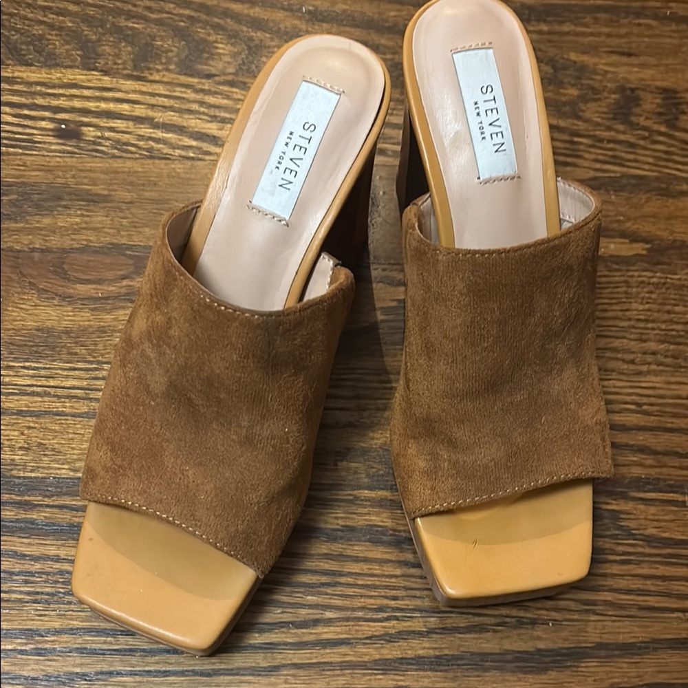 Steven By Steve Madden Brown Suede Mules